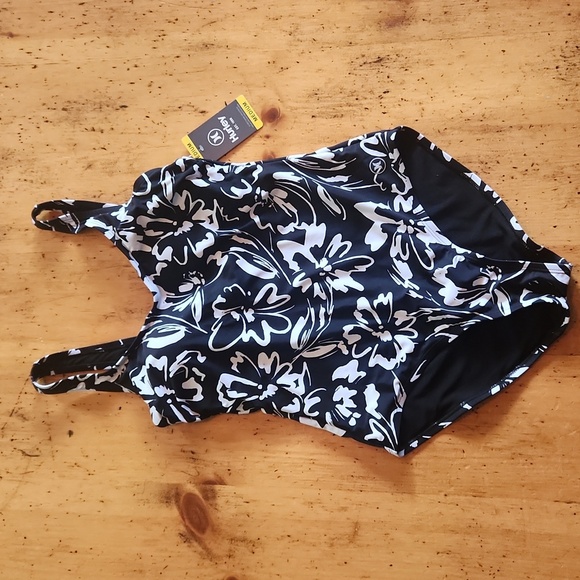 Hurley Women's One Piece Floral Swimsuit Padded Black/White, size M NWT - Picture 4 of 9